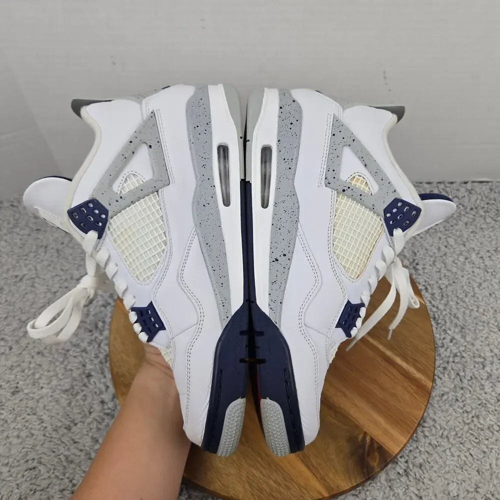 Jordan 4 Retro Mens 10 Midnight Navy White Casual Daily Sneaker DH6927-140